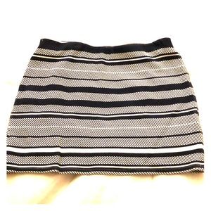 Navy and white striped mini skirt
